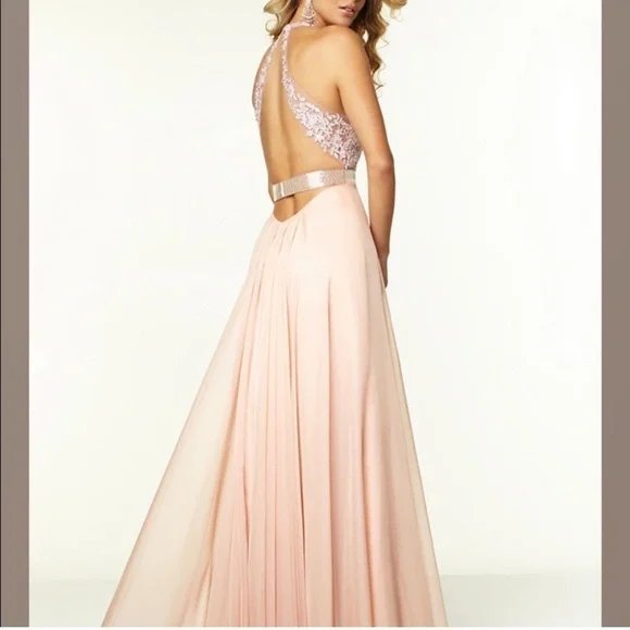 NWT MORI LEE PAPARAZZI 97018 EVENING DRESS IN BLUSH SZ 9/10 - Picture 4 of 10